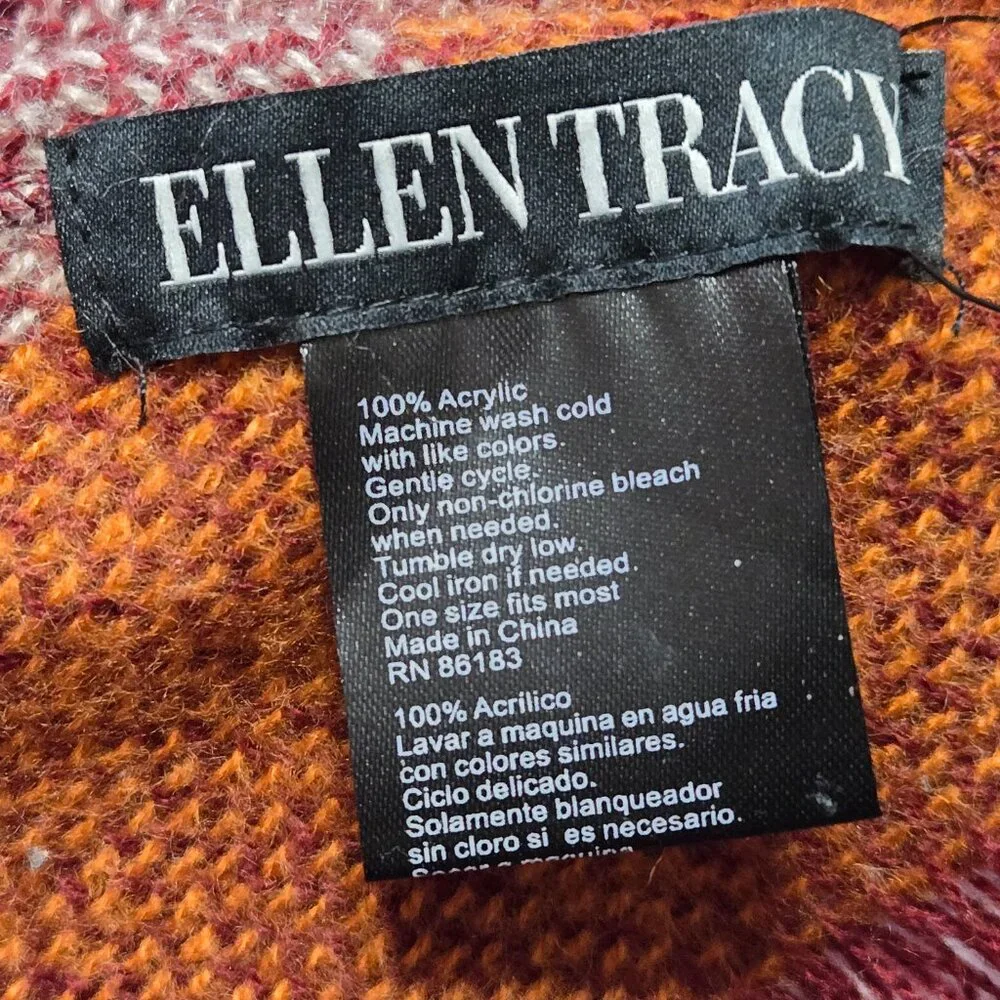 NWT Ellen Tracey Scarf Maroon Orange Triangle Scarf - Picture 6 of 6